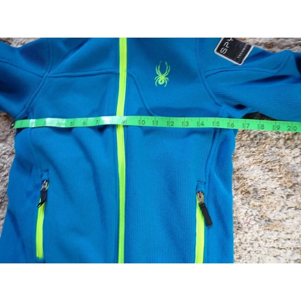 Spyder Full Zip Hoodie Youth Medium 10/12 Blue Excellent Technical Fleece Jacket